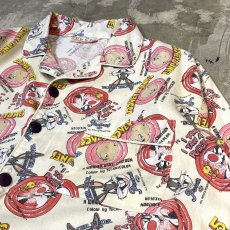 画像4: "LOONEY TUNES" CHARACTOR GRAPHIC PATTERN L/S PAJAMA SHIRT / Mens M (4)