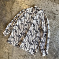 画像4: MONOCHROME COLOR ALL OVER PATTERN SILK SHIRT / Ladies XL(L) (4)