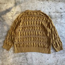 画像2: CARAMEL COLOR PUNCHING DESIGN KNIT SWEATER / Ladies L (2)