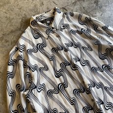 画像3: MONOCHROME COLOR ALL OVER PATTERN SILK SHIRT / Ladies XL(L) (3)