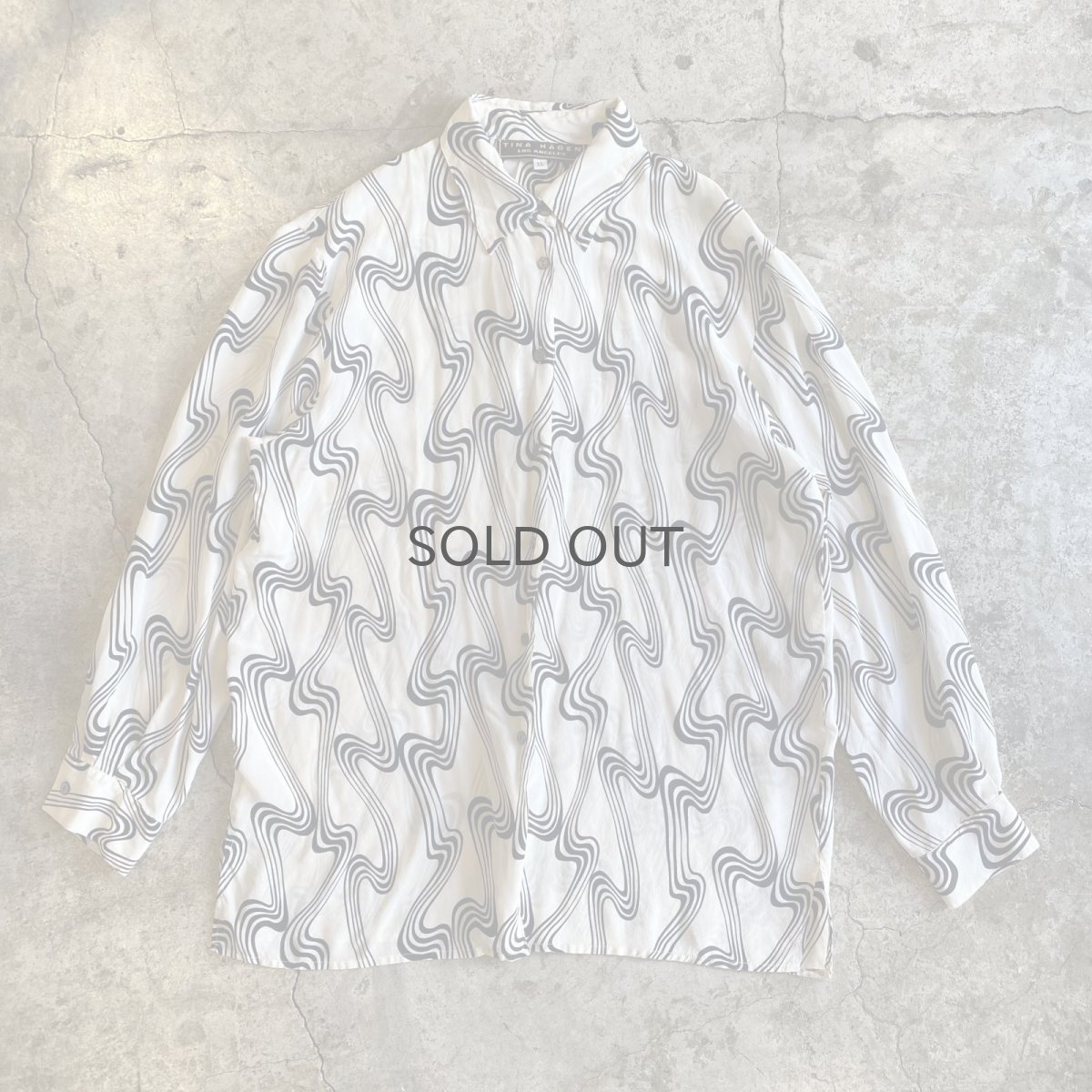 画像1: MONOCHROME COLOR ALL OVER PATTERN SILK SHIRT / Ladies XL(L) (1)