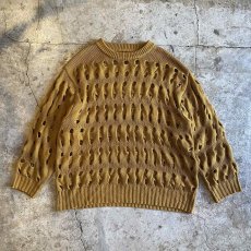 画像1: CARAMEL COLOR PUNCHING DESIGN KNIT SWEATER / Ladies L (1)