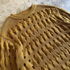 画像3: CARAMEL COLOR PUNCHING DESIGN KNIT SWEATER / Ladies L (3)