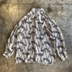 画像2: MONOCHROME COLOR ALL OVER PATTERN SILK SHIRT / Ladies XL(L) (2)