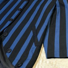 画像6: BICOLOR STRIPE PATTERN MULTI BUTTON NO COLLAR JACKET / Mens L (6)