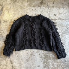 画像2: FRINGE LINE DESIGN SHORT KNIT SWEATER / Ladies M (2)