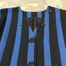 画像12: BICOLOR STRIPE PATTERN MULTI BUTTON NO COLLAR JACKET / Mens L (12)