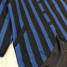 画像5: BICOLOR STRIPE PATTERN MULTI BUTTON NO COLLAR JACKET / Mens L (5)