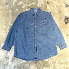 画像1: SPIDER STUDS DECORATIVE DENIM L/S SHIRT / Mens L (1)