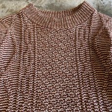 画像5: 2 TONE COLOR DESIGN CABLE KNIT SWEATER / Ladies S(M) / MADE IN USA  (5)