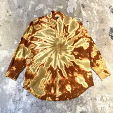 画像1: ALL OVER TIE DYE PATTERN BUTTON DOWN L/S SHIRT / Mens L (1)