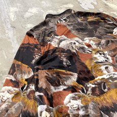 画像9: ALL OVER ANIMAL GRAPHIC PATTERN MAO COLLAR L/S SHIRT / Mens L (9)