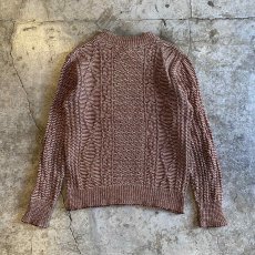 画像2: 2 TONE COLOR DESIGN CABLE KNIT SWEATER / Ladies S(M) / MADE IN USA  (2)