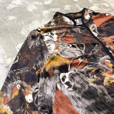 画像3: ALL OVER ANIMAL GRAPHIC PATTERN MAO COLLAR L/S SHIRT / Mens L (3)