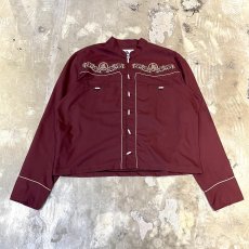 画像1: HORSE GRAPFHIC EMBROIDERY STAND COLLAR WESTERN L/S SHIRT / Mens XL (1)