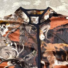 画像10: ALL OVER ANIMAL GRAPHIC PATTERN MAO COLLAR L/S SHIRT / Mens L (10)