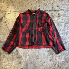 画像1: 【Wiz&Witch】"WANDERER" NO COLLAR ZIP UP FLANNEL SHIRT / OS (1)