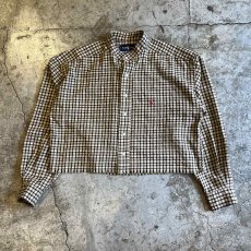 画像1: 【RALPH LAUREN】CHECK PATTERN DOWN DAMAGE SHORT DESIGN L/S SHIRT / Ladies L(M) (1)