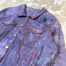 画像4: TIE DYE PATTERN STITCH PAINTED DENIM JACKET / Mens L (4)