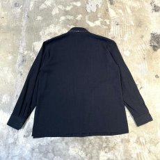 画像2: BLACK ASYMMETRY EMBROIDERY L/S SHIRT / Mens M (2)