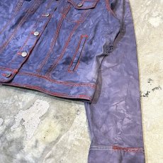 画像6: TIE DYE PATTERN STITCH PAINTED DENIM JACKET / Mens L (6)