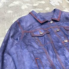 画像3: TIE DYE PATTERN STITCH PAINTED DENIM JACKET / Mens L (3)