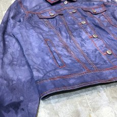 画像5: TIE DYE PATTERN STITCH PAINTED DENIM JACKET / Mens L (5)