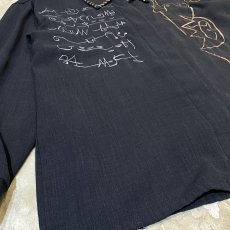 画像5: BLACK ASYMMETRY EMBROIDERY L/S SHIRT / Mens M (5)