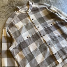 画像3: CUT OFF STAND COLLAR FANNEL PATTERN SHIRT / Ladies M (3)