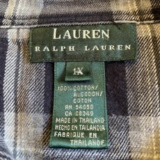 画像11: 【LAUREN RALPH LAUREN】CUT OFF DESIGN STAND COLLAR FLANNEL SHIRT / Ladies 1X(L) (11)