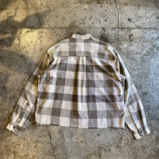 画像2: CUT OFF STAND COLLAR FANNEL PATTERN SHIRT / Ladies M (2)