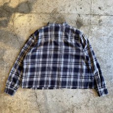 画像2: 【LAUREN RALPH LAUREN】CUT OFF DESIGN STAND COLLAR FLANNEL SHIRT / Ladies 1X(L) (2)