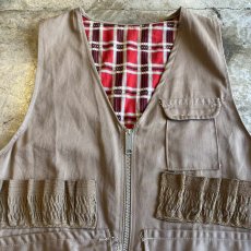 画像5: OLD BEIGE COLOR POCKET DESIGN HUNTING VEST / Ladies L (5)