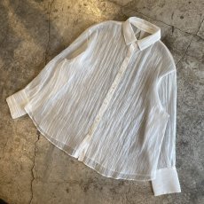 画像4: WHITE COLOR DESIGN SHEER L/S SHIRT / Ladies L (4)