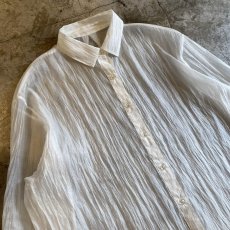 画像3: WHITE COLOR DESIGN SHEER L/S SHIRT / Ladies L (3)