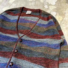 画像4: MULTI BORDER PATTERN KNIT CARDIGAN / Mens M / MADE IN ITALY (4)