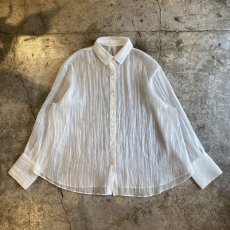 画像1: WHITE COLOR DESIGN SHEER L/S SHIRT / Ladies L (1)