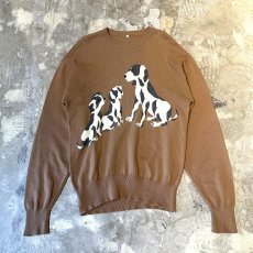 画像1: FRONT DOGS GRAPHIC PATTERN WOOL KNIT SWEATER / Mens L (1)