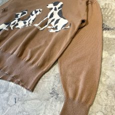 画像6: FRONT DOGS GRAPHIC PATTERN WOOL KNIT SWEATER / Mens L (6)