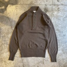 画像1: MILITARY 5 BUTTON HENRY DESIGN KNIT L/S TOPS / Ladies L(M) (1)