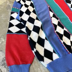 画像5: MULTI COLOR PATTERN SWITCHED KNIT SWEATER / Mens L (5)