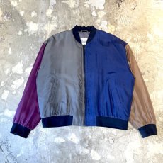 画像1: COLOR SWITCHED ZIP UP SILK BLOUSON / Mens XL (1)