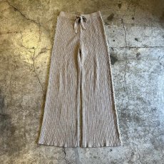 画像1: BEIGE COLOR SIDE FRINGE LINE DESIGN RIB KNIT PANTS / W26~W33 (1)