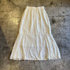 画像2: ALL OVER SHORT FRINGE DESIGN SHEER A LINE SKIRT / W24~30 (2)