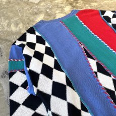 画像9: MULTI COLOR PATTERN SWITCHED KNIT SWEATER / Mens L (9)