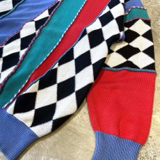 画像6: MULTI COLOR PATTERN SWITCHED KNIT SWEATER / Mens L (6)