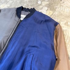 画像4: COLOR SWITCHED ZIP UP SILK BLOUSON / Mens XL (4)