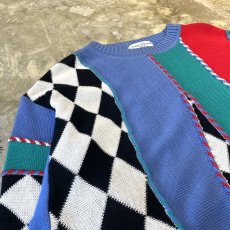 画像3: MULTI COLOR PATTERN SWITCHED KNIT SWEATER / Mens L (3)