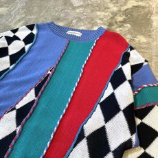 画像4: MULTI COLOR PATTERN SWITCHED KNIT SWEATER / Mens L (4)