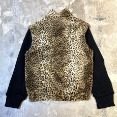 画像2: SLEEVE KNIT SWITCHED LEOPARD PATTERN ZIP UP JACKET / Mens L (2)